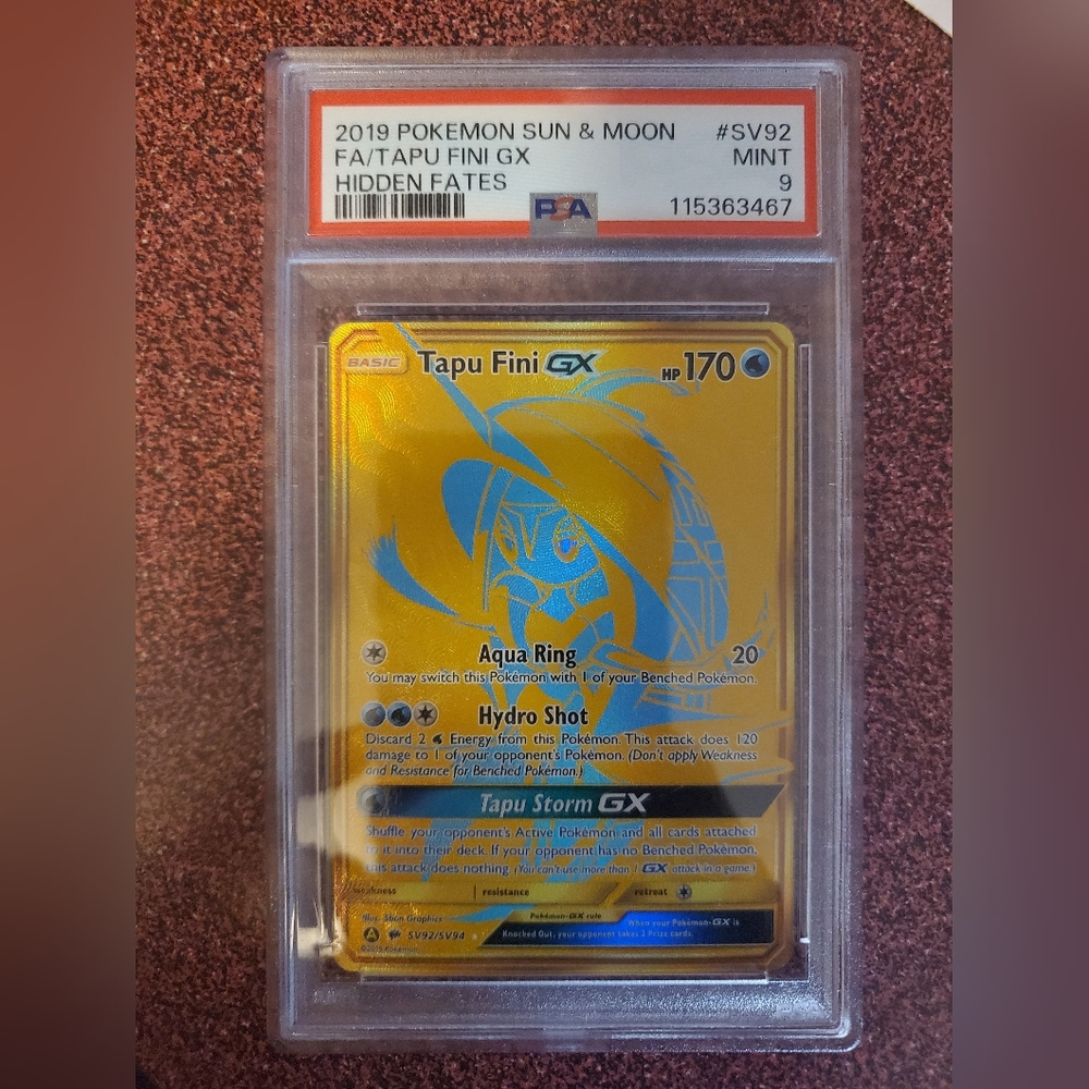2019 Pokemon Hidden Fates Full Art Tapu Fini GX #SV92 PSA 9 Mint Shiny Vault
